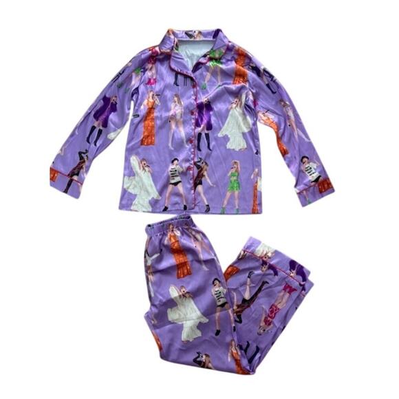 Taylor Swift Other - Taylor Swift Eras Print Women's Satin Pajama Two Piece PJ Set - Size Medium